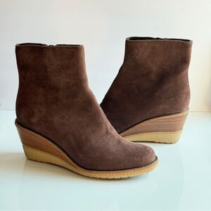 Cole Haan Rayna Chestnut Waterproof Suede Wedge Bootie Women's Size 6